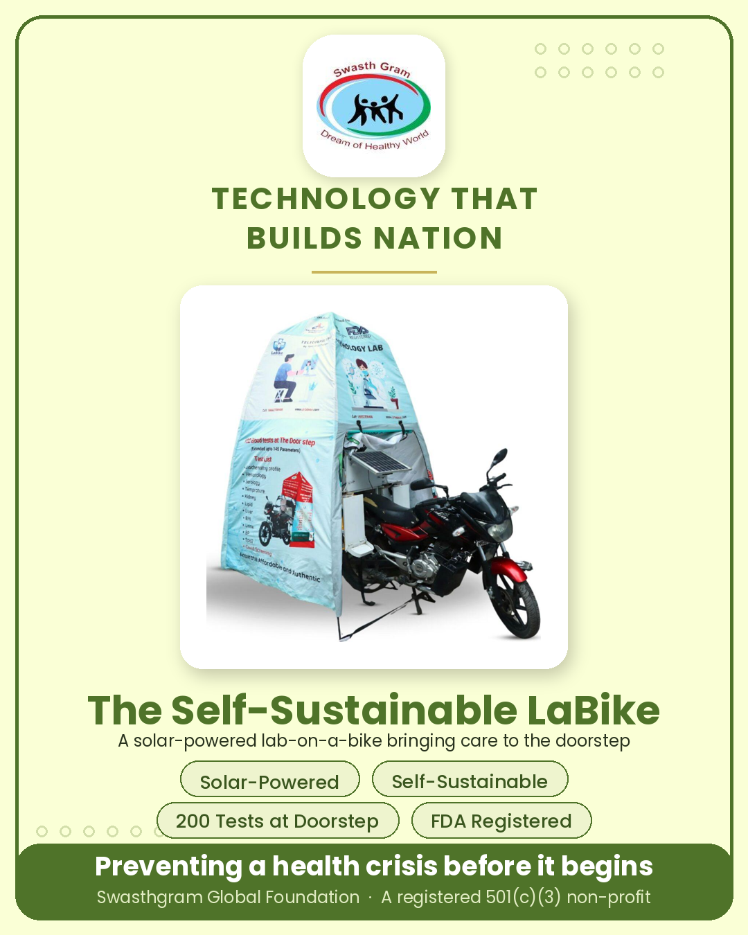 Self-sustainable LaBike clinic on two wheels